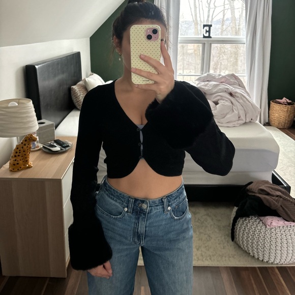 Maeve Sweaters - NWT Maeve anthropology fuzzy cuff micro cardigan